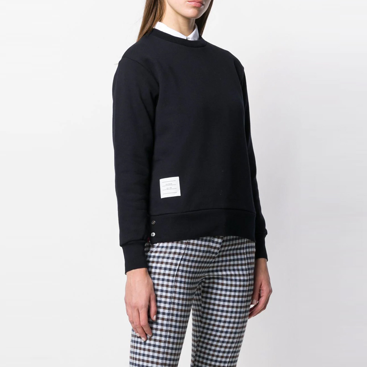 Shop (W) トムブラウン ネイビー クルーネック スウェットシャツ バックストライプ付き FJT070A-03377-415