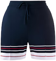 (Women) Thom Browne Navy Drawstring Stripe Shorts FKQ003A-Y5501-415 (Women) Thom Browne Navy Drawstring Stripe Shorts FKQ003A-Y5501-415