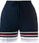 Buy (W) Thom Browne Celana Pendek Navy dengan Garis & Tali Serut FKQ003A-Y5501-415