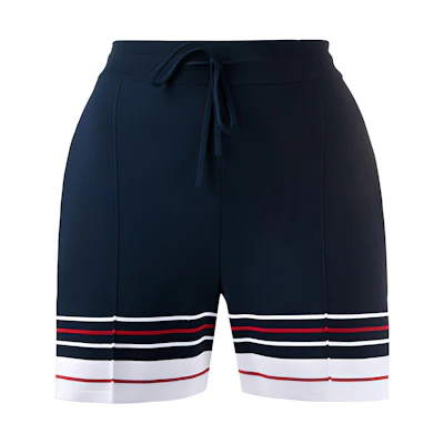 (Women) Thom Browne Navy Drawstring Stripe Shorts FKQ003A-Y5501-415