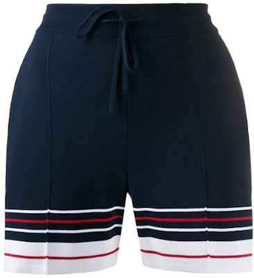(W) Thom Browne Celana Pendek Navy dengan Garis & Tali Serut FKQ003A-Y5501-415 Order (W) Thom Browne Celana Pendek Navy dengan Garis & Tali Serut FKQ003A-Y5501-415