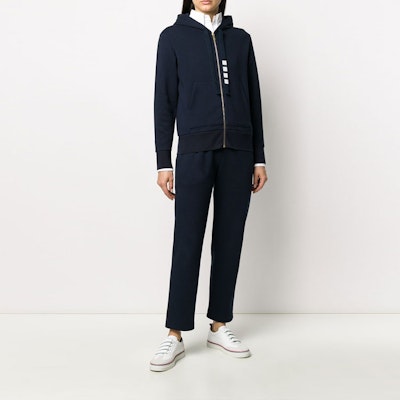 (W) 톰브라운 네이비 포바 지퍼 후드 드로스트링付き FJT127A-03034-415 Purchase (W) 톰브라운 네이비 포바 지퍼 후드 드로스트링付き FJT127A-03034-415