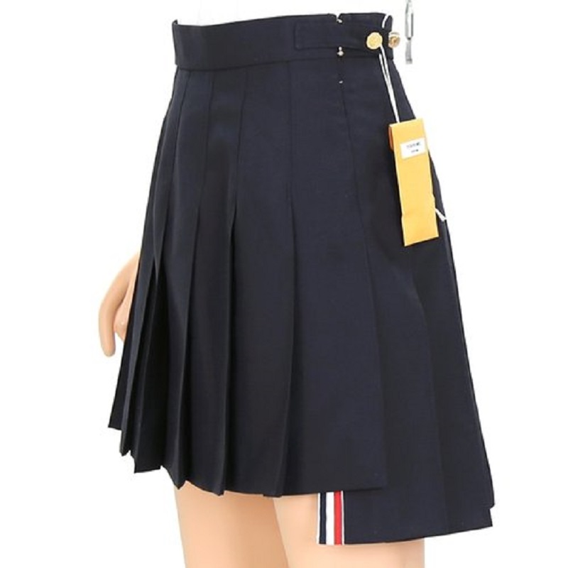 Details for (W) Falda Thom Browne Azul Plisada Línea A Relajada Dobladillo Alto-Bajo. FGC402V-02872-415