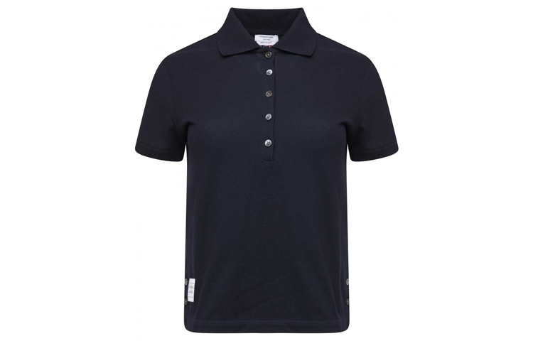 Order (W) 톰 브라운 네이비 반소매 폴로 트리컬러 스트라이프 디자인 FJP014A-00050-415