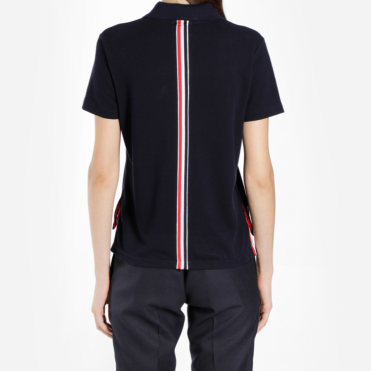 Purchase (W) 톰 브라운 네이비 반소매 폴로 트리컬러 스트라이프 디자인 FJP014A-00050-415