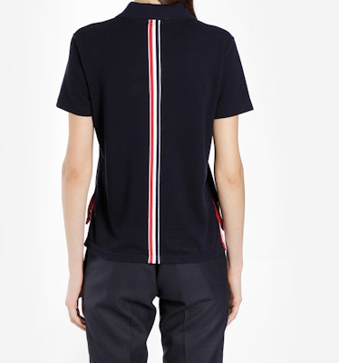 (W) 톰 브라운 네이비 반소매 폴로 트리컬러 스트라이프 디자인 FJP014A-00050-415 Purchase (W) 톰 브라운 네이비 반소매 폴로 트리컬러 스트라이프 디자인 FJP014A-00050-415