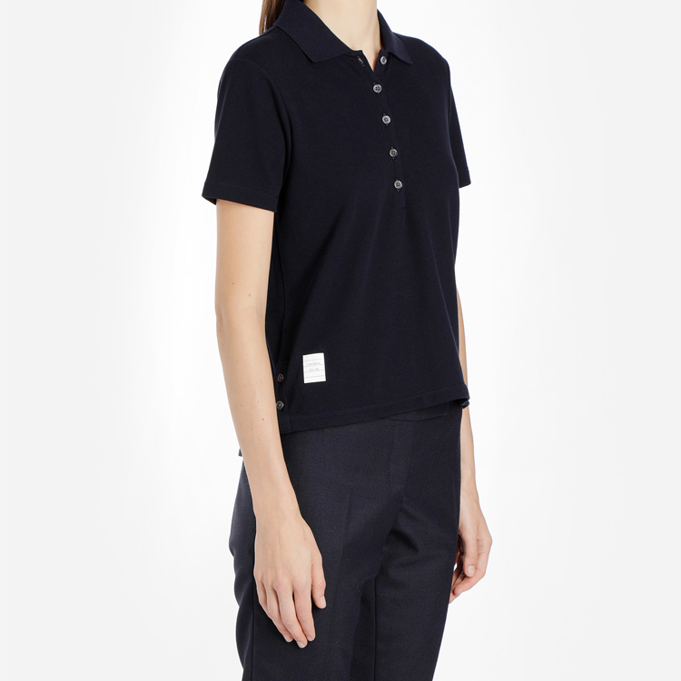 Details for (W) 톰 브라운 네이비 반소매 폴로 트리컬러 스트라이프 디자인 FJP014A-00050-415