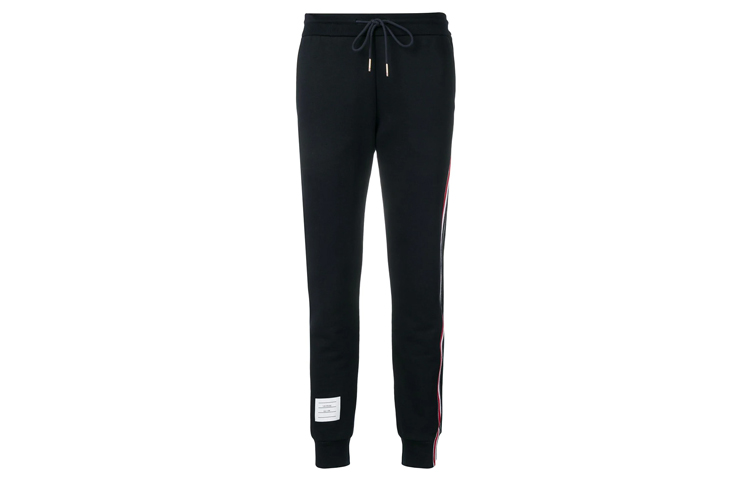 (Women) THOM BROWNE Navy Side-Stripe Mid-Rise Knit Jogger Pants FJQ024A-03377-415