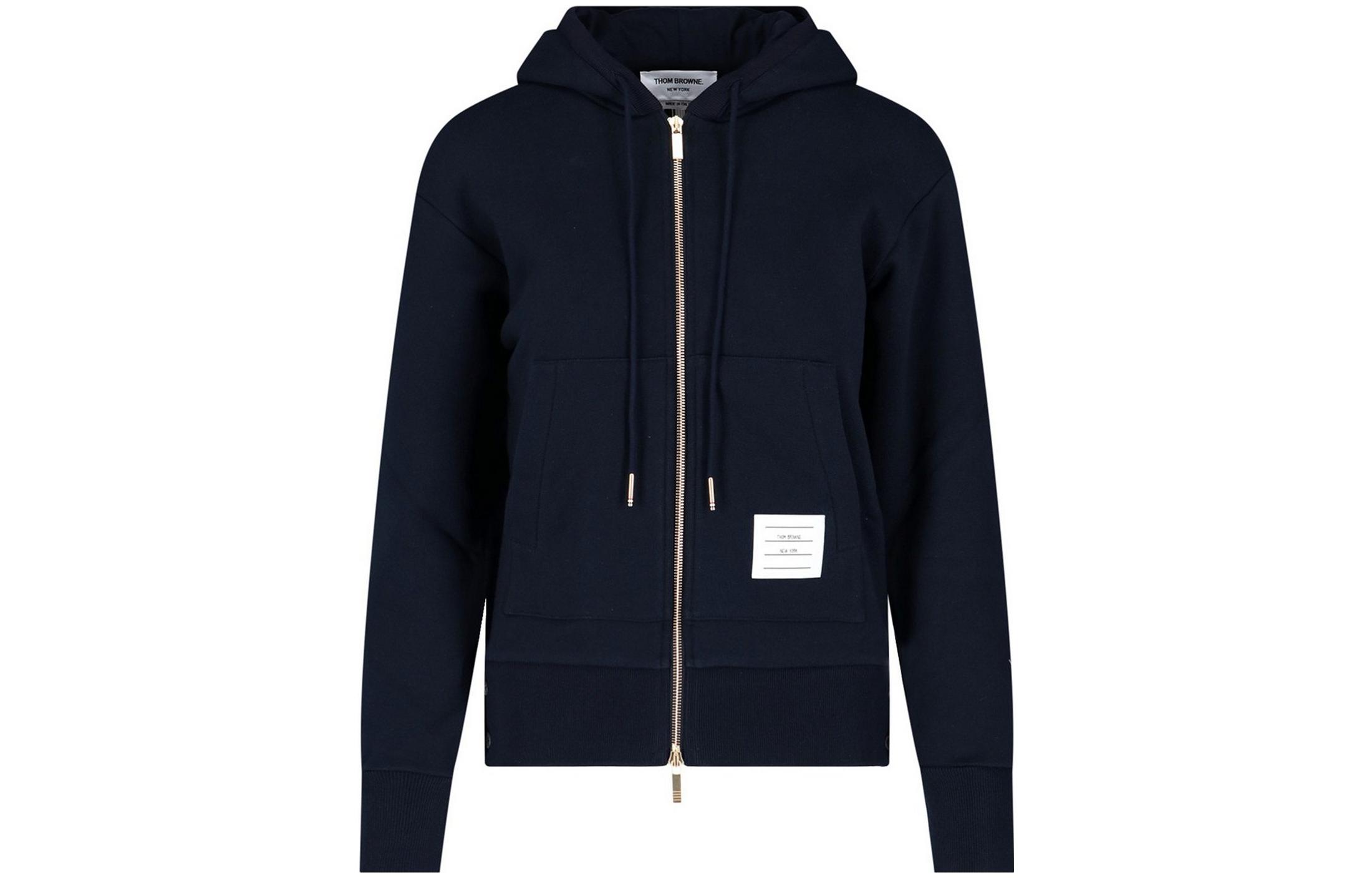 (Women) Thom Browne Navy Zip Hoodie with Back Three Stripes FJT051A-03377-415