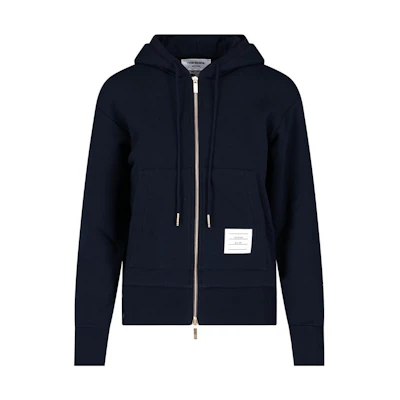(Women) Thom Browne Navy Zip Hoodie with Back Three Stripes FJT051A-03377-415