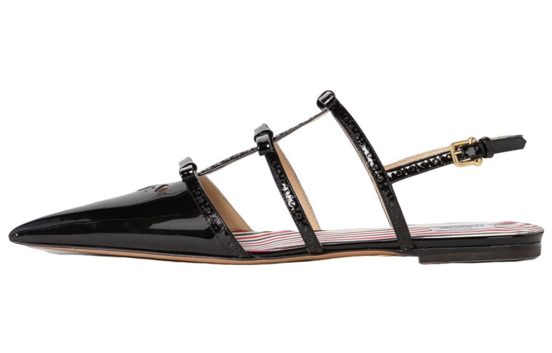 (W) Thom Browne Patent Buckle Pointed-Toe Slide 'Black'