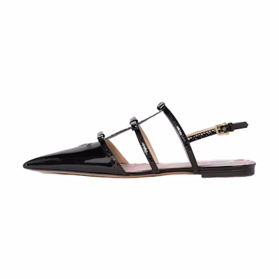 (W) Thom Browne Patent Buckle Pointed-Toe Slide 'Black'