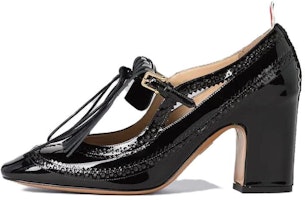 (Women) Thom Browne Patent Fashion Square Toe Block Heel 'Black' FFH254A00216001 (Women) Thom Browne Patent Fashion Square Toe Block Heel 'Black' FFH254A00216001