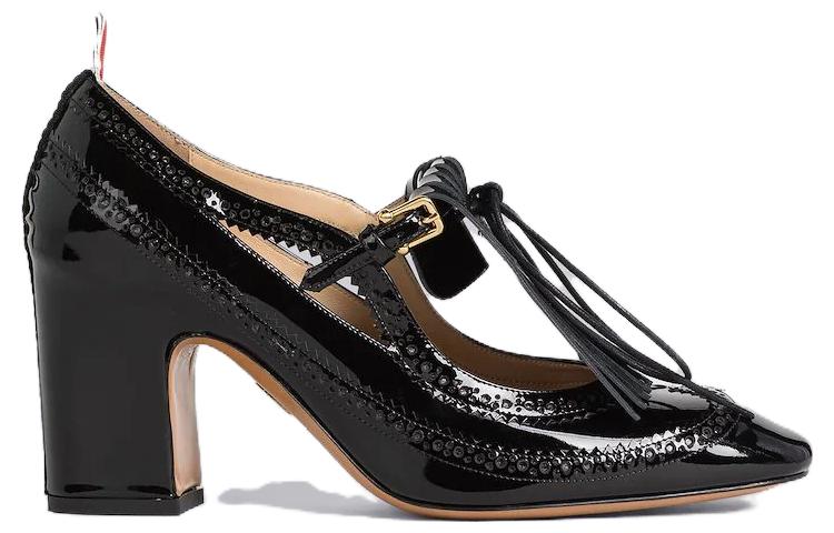 Order (Women) Thom Browne Patent Fashion Square Toe Block Heel 'Black' FFH254A00216001