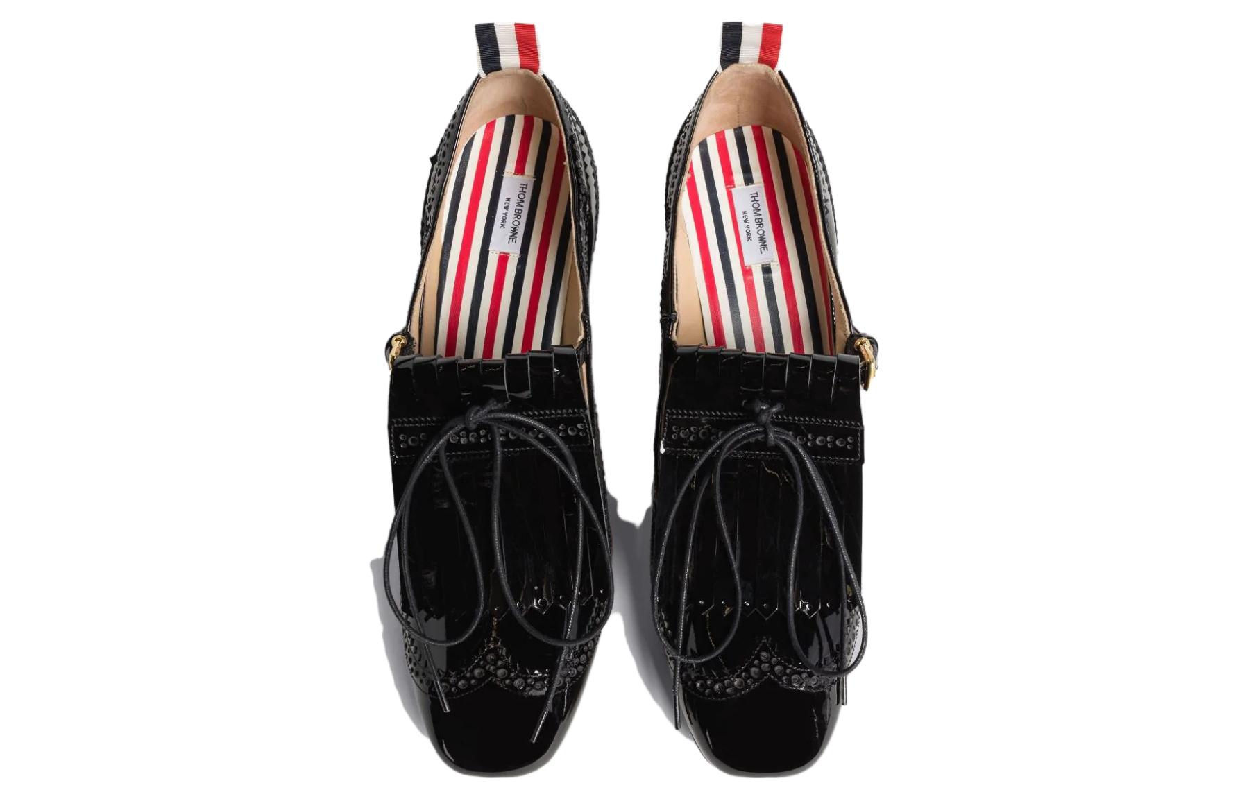 Shop (Women) Thom Browne Patent Fashion Square Toe Block Heel 'Black' FFH254A00216001