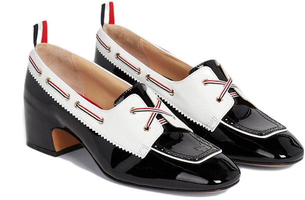 (Women) Thom Browne Patent Leather Mid-Block Heel 'Black White' FFH230A00216980 Order (Women) Thom Browne Patent Leather Mid-Block Heel 'Black White' FFH230A00216980