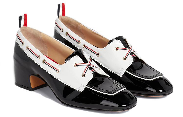 Order (Women) Thom Browne Patent Leather Mid-Block Heel 'Black White' FFH230A00216980