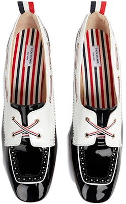 (Women) Thom Browne Patent Leather Mid-Block Heel 'Black White' FFH230A00216980 Lookbook (Women) Thom Browne Patent Leather Mid-Block Heel 'Black White' FFH230A00216980