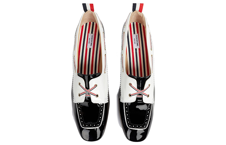 Lookbook (Women) Thom Browne Patent Leather Mid-Block Heel 'Black White' FFH230A00216980
