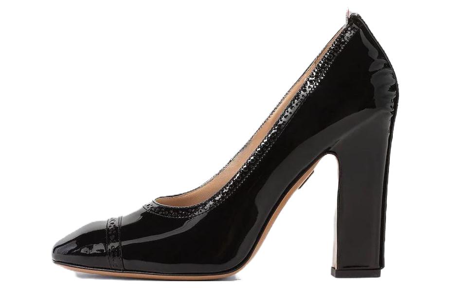 (W) Thom Browne Patent Leather Round Toe Chunky Heel 'Black'
