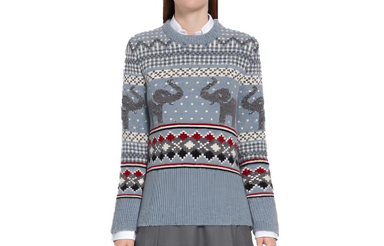 (Women) Thom Browne Patterned Wool Knit Sweater FKA287A-00278-996