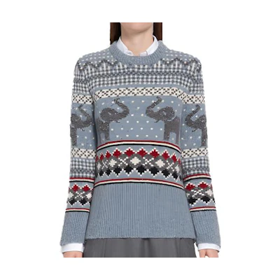 (Women) Thom Browne Patterned Wool Knit Sweater FKA287A-00278-996