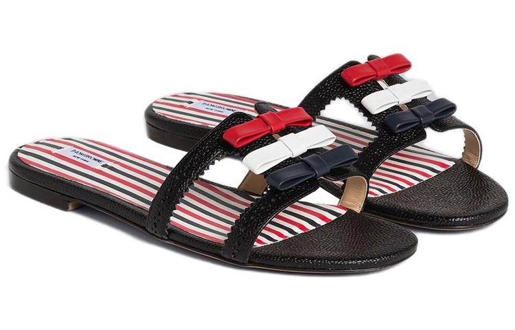 (W) Thom Browne Pebbled Calfskin Bow 'Fashion Slipper Black' 圖 2