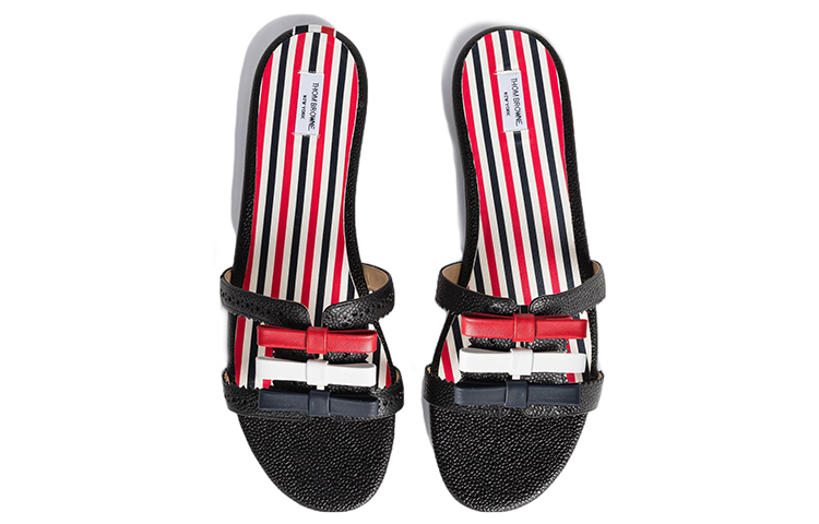 (W) Thom Browne Pebbled Calfskin Bow 'Fashion Slipper Black' 圖 3