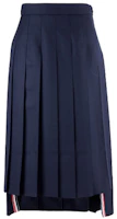 (Women) Thom Browne Pleated Asymmetrical Midi Skirt Navy Blue. FGC400V-00626-415 (Women) Thom Browne Pleated Asymmetrical Midi Skirt Navy Blue. FGC400V-00626-415
