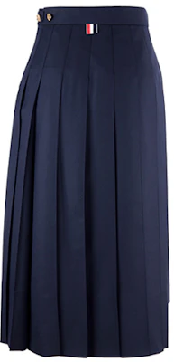 (W) 톰 브라운 플리츠 비대칭 미디 스커트 네이비 블루. FGC400V-00626-415 Lookbook (W) 톰 브라운 플리츠 비대칭 미디 스커트 네이비 블루. FGC400V-00626-415