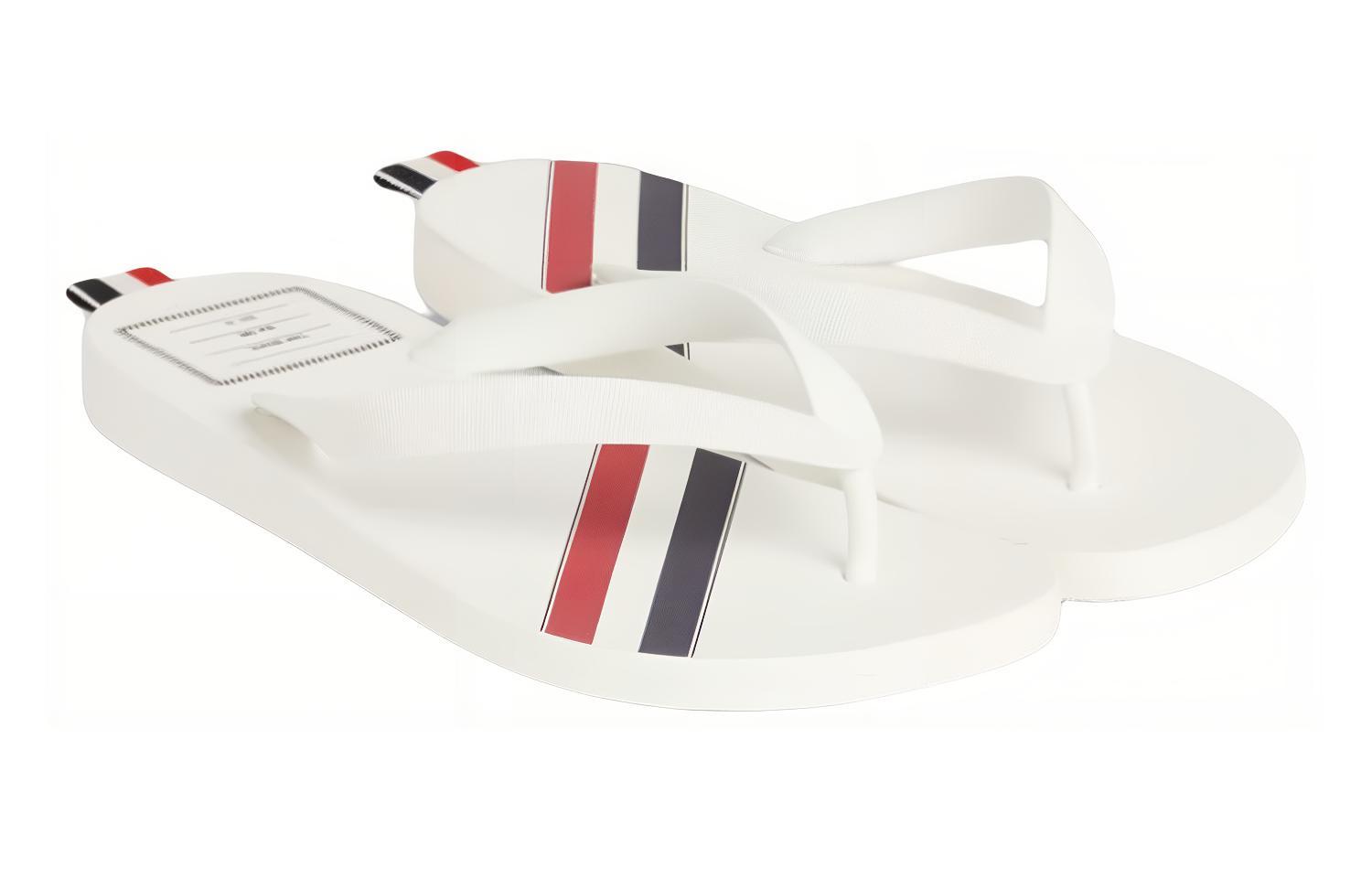 (W) Thom Browne Rubber Stripe Flip-Flops 'White' 圖 3
