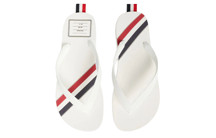 (W) Thom Browne Rubber Stripe Flip-Flops 'White' 圖 4