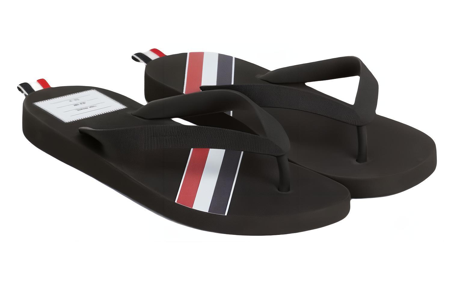 Order (W) Chanclas de Goma Thom Browne con Rayas 'Negras'. FFF110A05690001