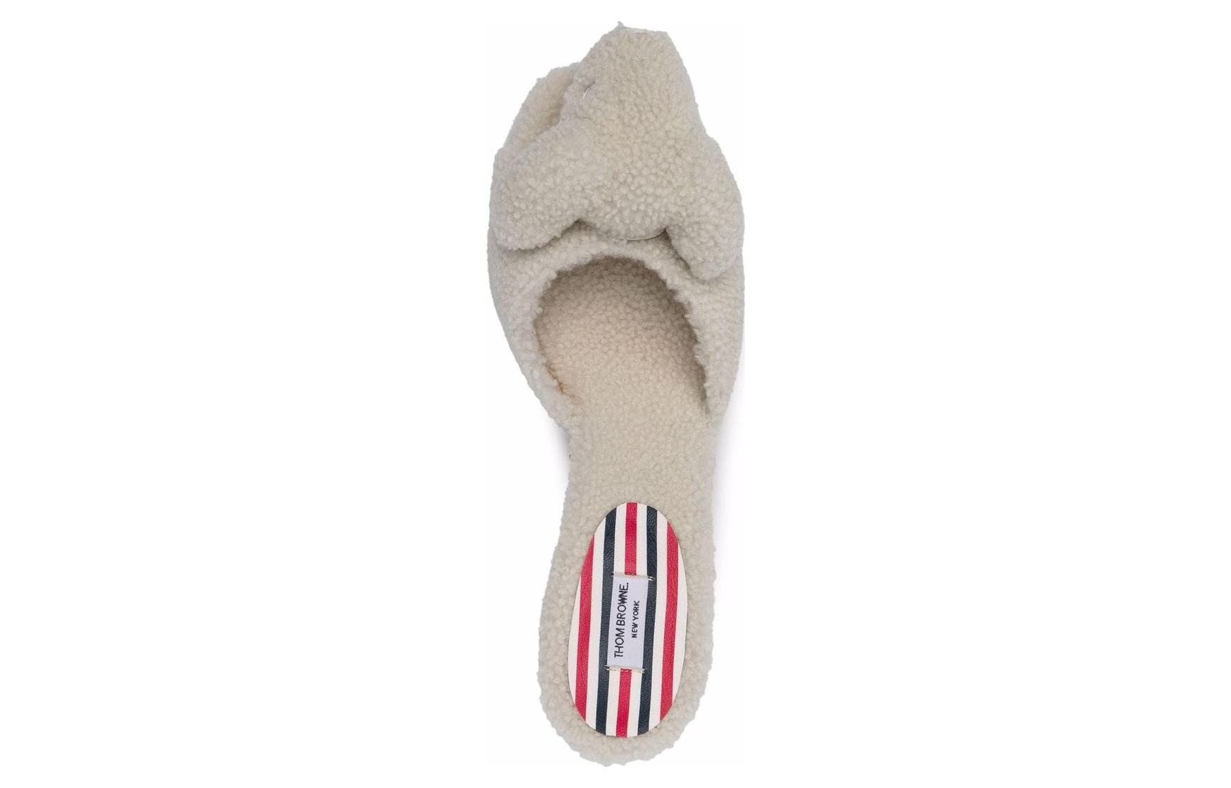 Shop (Women) Thom Browne Sheepskin Mule 'White Round Toe Stiletto' FFF129AL0010100