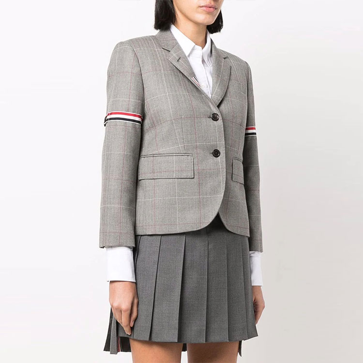 (Women) THOM BROWNE Slim-fit Blazer with RWB Satin Trim Grey FBC010O-07634-035 圖 4