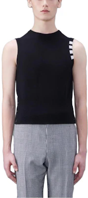 (Women) Thom Browne Slim Fit Striped Turtleneck Sleeveless Vest Black MKV070A-Y2001-001 Buy (Women) Thom Browne Slim Fit Striped Turtleneck Sleeveless Vest Black MKV070A-Y2001-001