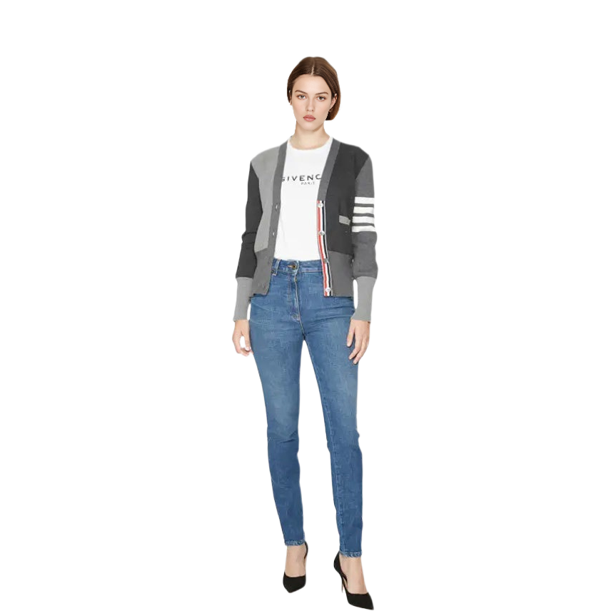 (Women) Thom Browne Slim Knit Cardigan Four-Bar Crinkle Cotton. FKC207F-00219-982 圖 3