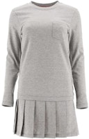 (Women) Thom Browne Solid Color Low Rise Pleated Long Sleeve Dress FJD064A-06840-055 (Women) Thom Browne Solid Color Low Rise Pleated Long Sleeve Dress FJD064A-06840-055