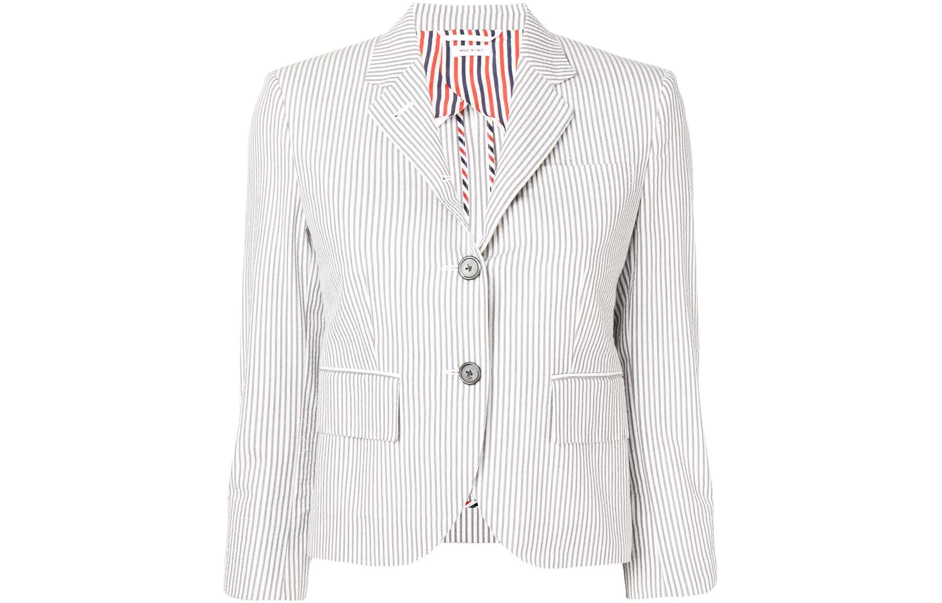 (Women) THOM BROWNE Solid Color Stripe V-Neck Blazer  Edition. FBC010H-00572-035