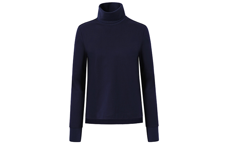 (Women) THOM BROWNE Solid Navy Blue Turtleneck Long Sleeve T-Shirt FJS061A-06839-415