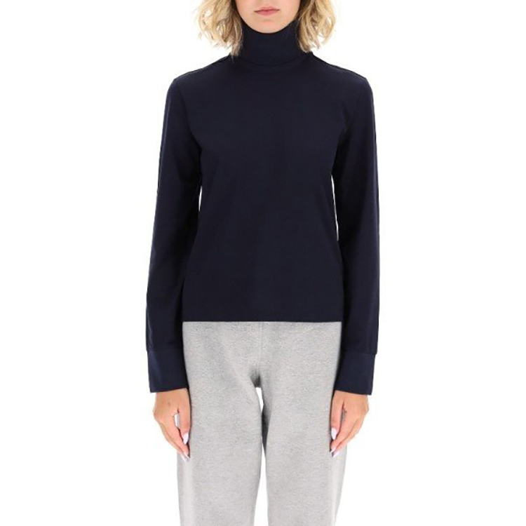 Purchase (W) THOM BROWNE 纯色海军蓝高领长袖T恤 FJS061A-06839-415