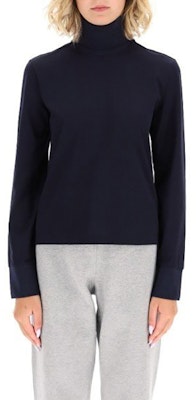 (W) THOM BROWNE 纯色海军蓝高领长袖T恤 FJS061A-06839-415 Purchase (W) THOM BROWNE 纯色海军蓝高领长袖T恤 FJS061A-06839-415