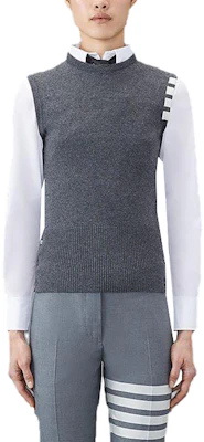(Women) Thom Browne Solid Stripe Knit Vest in Mid Grey. FKV001A00011 Buy (Women) Thom Browne Solid Stripe Knit Vest in Mid Grey. FKV001A00011