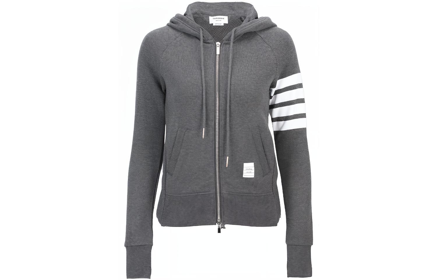 (Women) Thom Browne SS21 4-Bar Zip-Up Hoodie Jacket Grey FJT001A-00535-025
