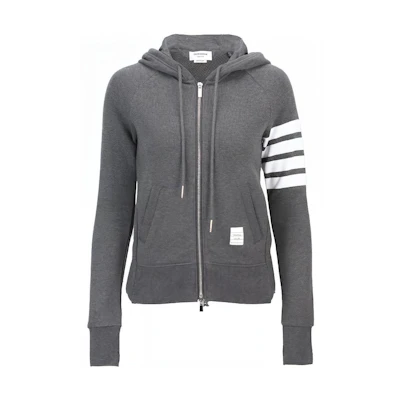 (Women) Thom Browne SS21 4-Bar Zip-Up Hoodie Jacket Grey FJT001A-00535-025