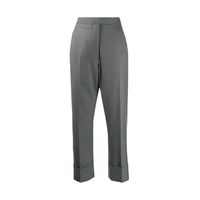 (Women) THOM BROWNE SS21 High-Waisted Grey Casual Suit Pants. FTC337A-00626-035