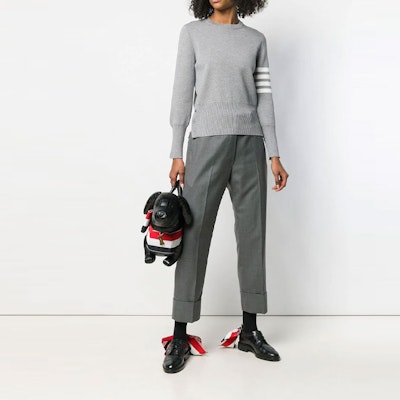 (Women) THOM BROWNE SS21 High-Waisted Grey Casual Suit Pants. FTC337A-00626-035 Lookbook (Women) THOM BROWNE SS21 High-Waisted Grey Casual Suit Pants. FTC337A-00626-035
