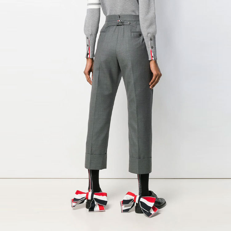 Shop (Women) THOM BROWNE SS21  High-Waisted Grey Casual Suit Pants. FTC337A-00626-035