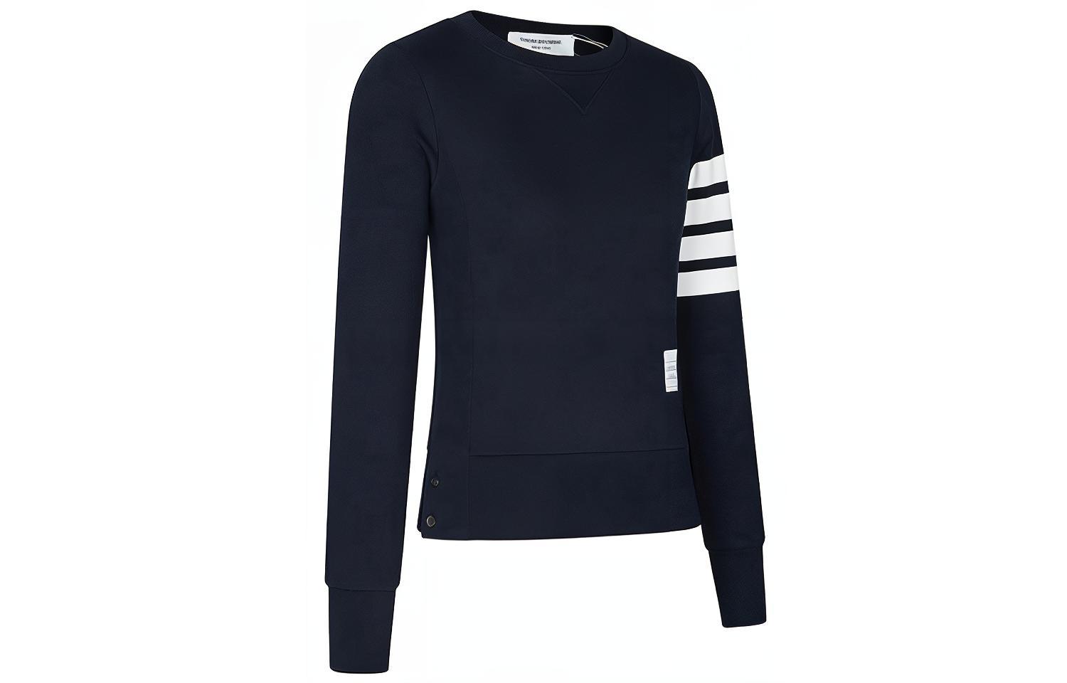 Shop (W) 톰브라운 SS21 블루 스웻셔츠 로고와 포바 스트라이프 FJT002A-0535-415