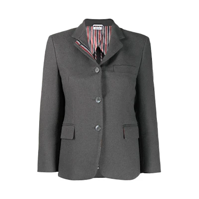 (Women) THOM BROWNE SS21 Casual Engineered Sleeve Jacket Dark Grey FBC637H-07684-025